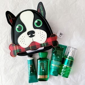 🎄🛁🐕NWT‼️Bath & Body Works "Vanilla Bean Noel" 4-piece Set w/ Boston Dog Bag
